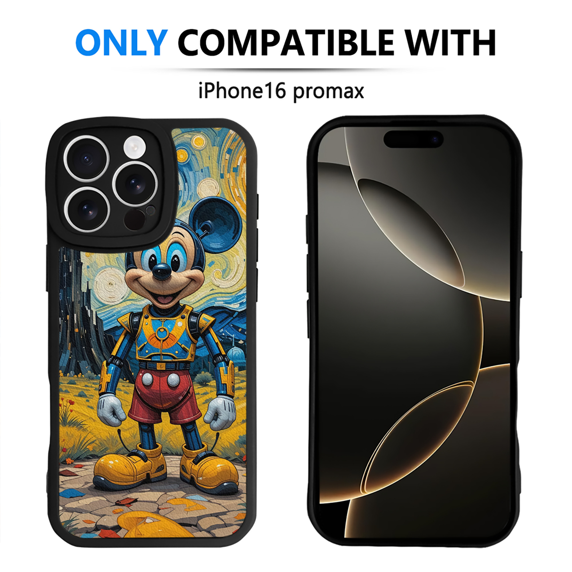 （画像用） ミッキーマウス Mickey Mouse 【iPhone 16シリーズ対応】シリコンスマホケース（レザー調） 材質：シリコン